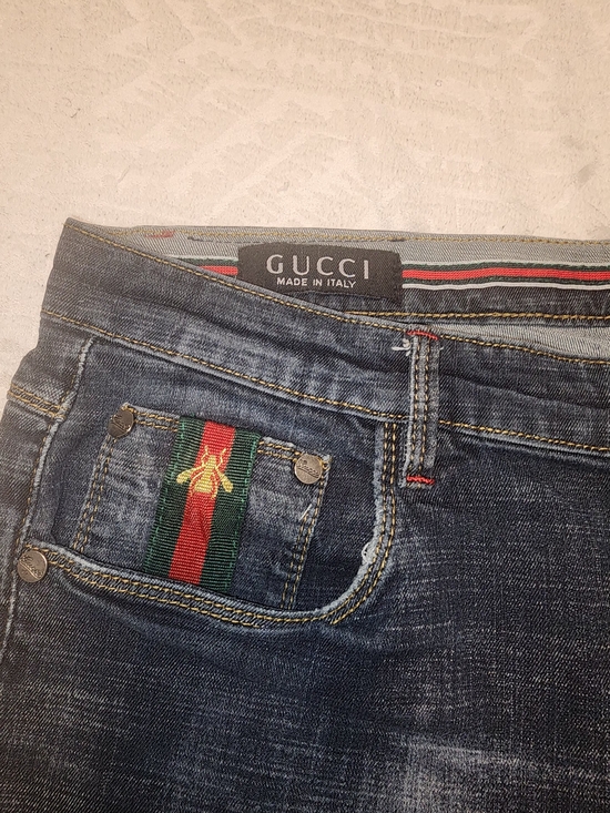 Gucci Other - Gucci Dark Wash Jeans with Signature Web and Bee